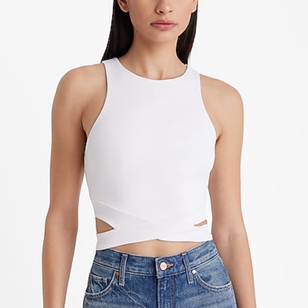 Body Contour High Neck Compression Cutout Cropped Tank NWT